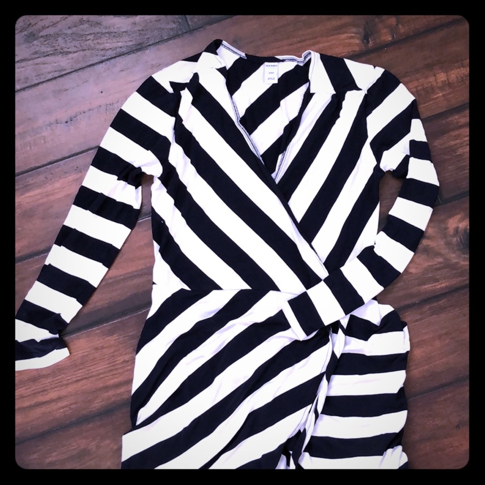 Women’s striped navy wrap dress